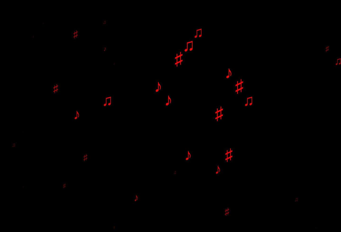 pano de fundo vector vermelho escuro com notas musicais.