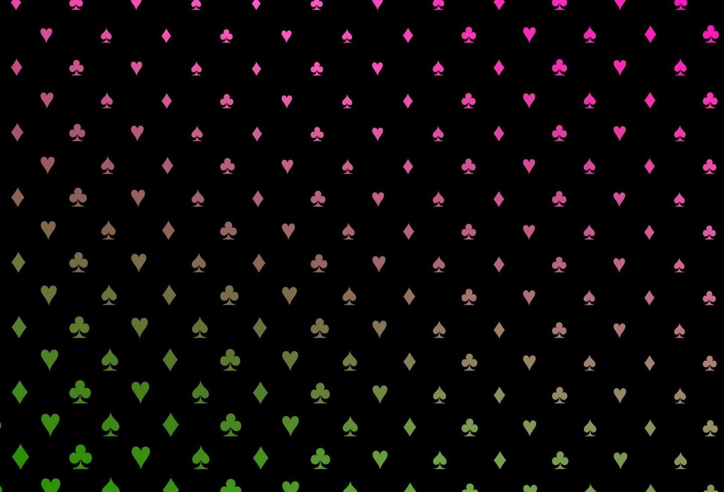 modelo de vetor rosa e verde escuro com símbolos de pôquer.