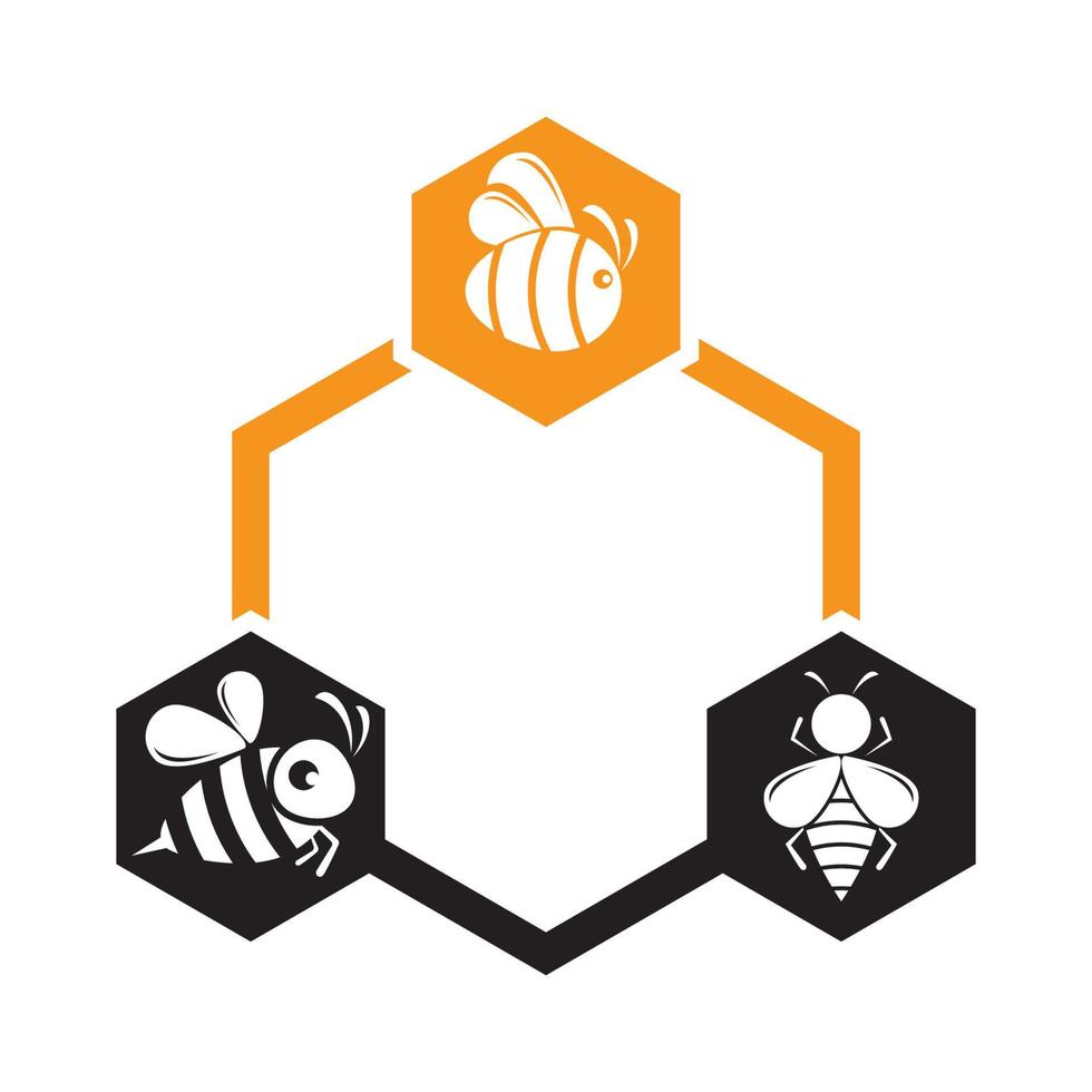 abelha logotipo modelo vetor ícone design