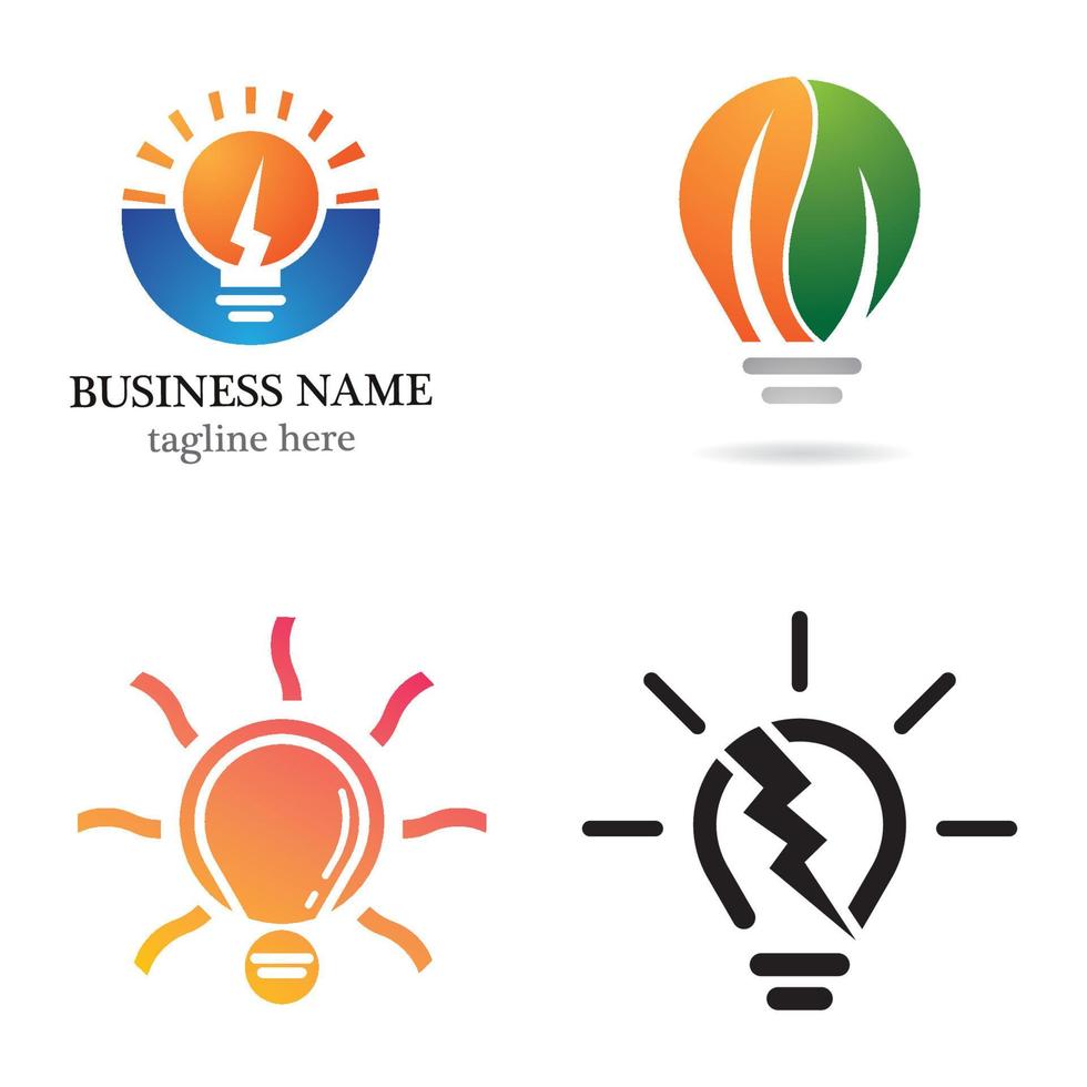 conjunto de ícones de logotipo de vetor de lâmpada