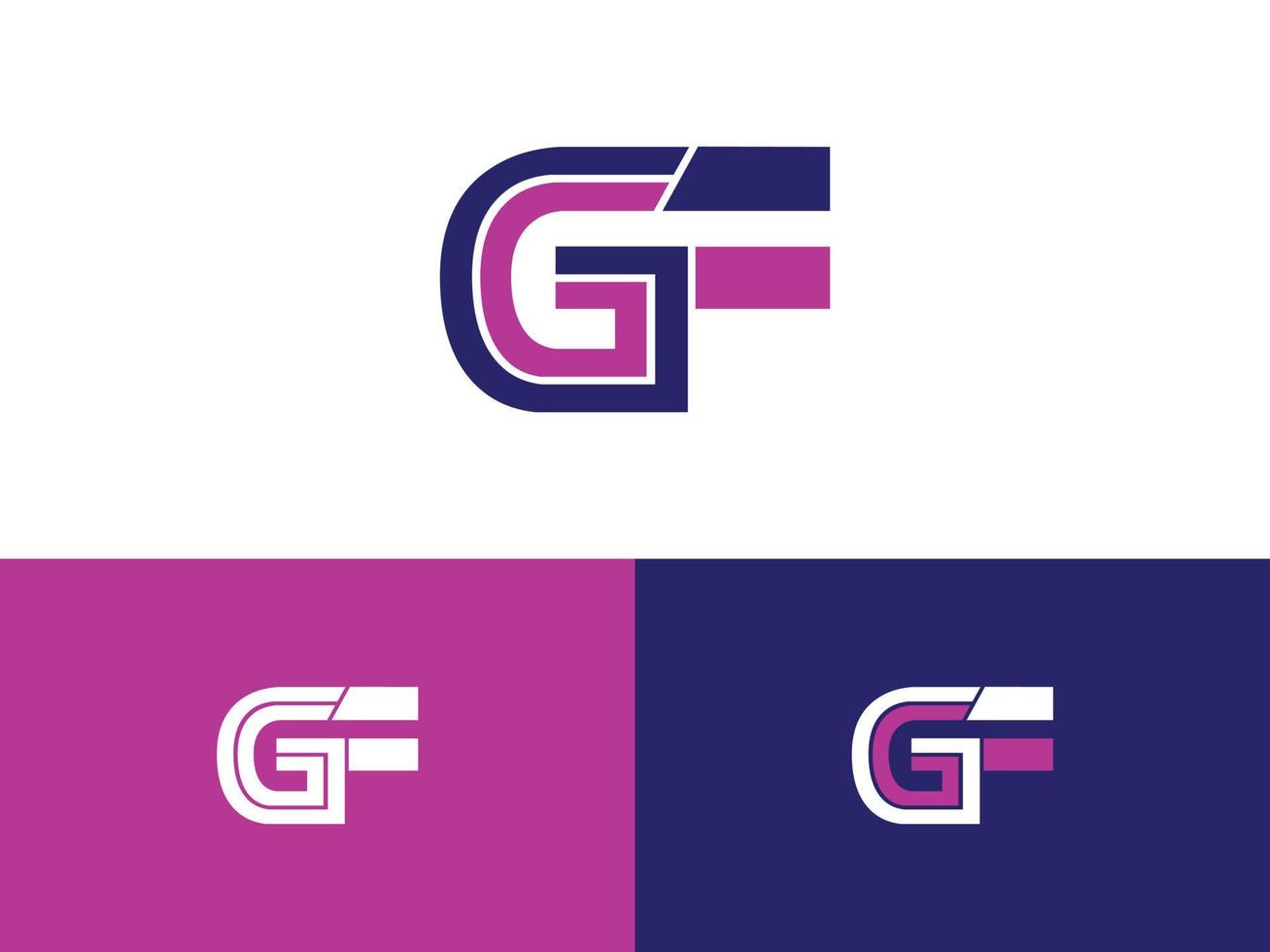 modelo de vetor de design de logotipo de letra de texto de monograma de iniciais gf