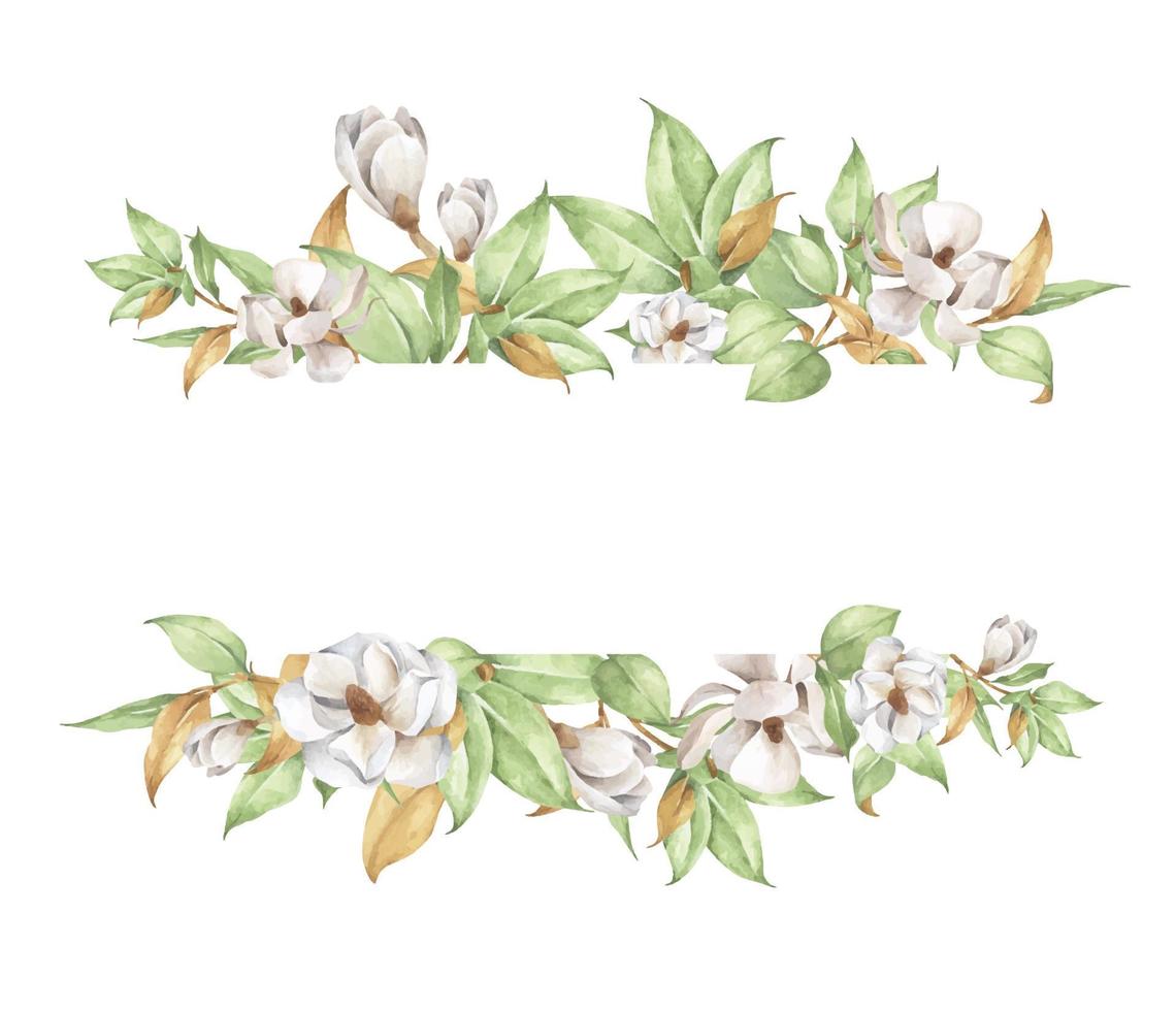 flores brancas e ramos. ilustração em aquarela. vetor