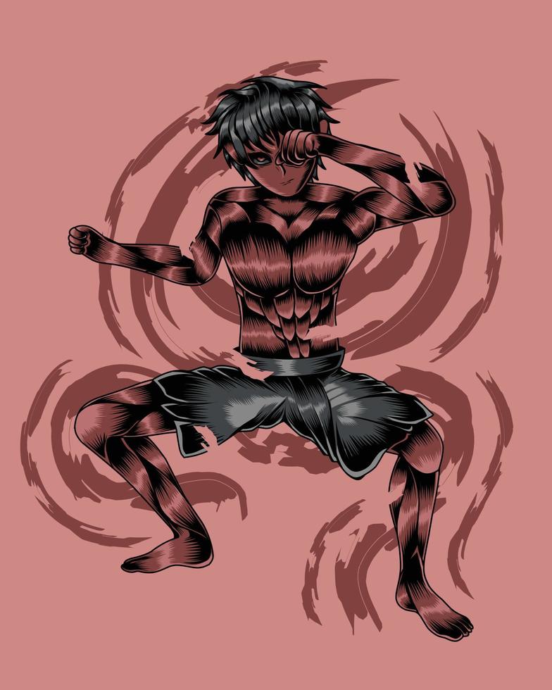 ilustração da arte do lutador do diabo vector.eps vetor