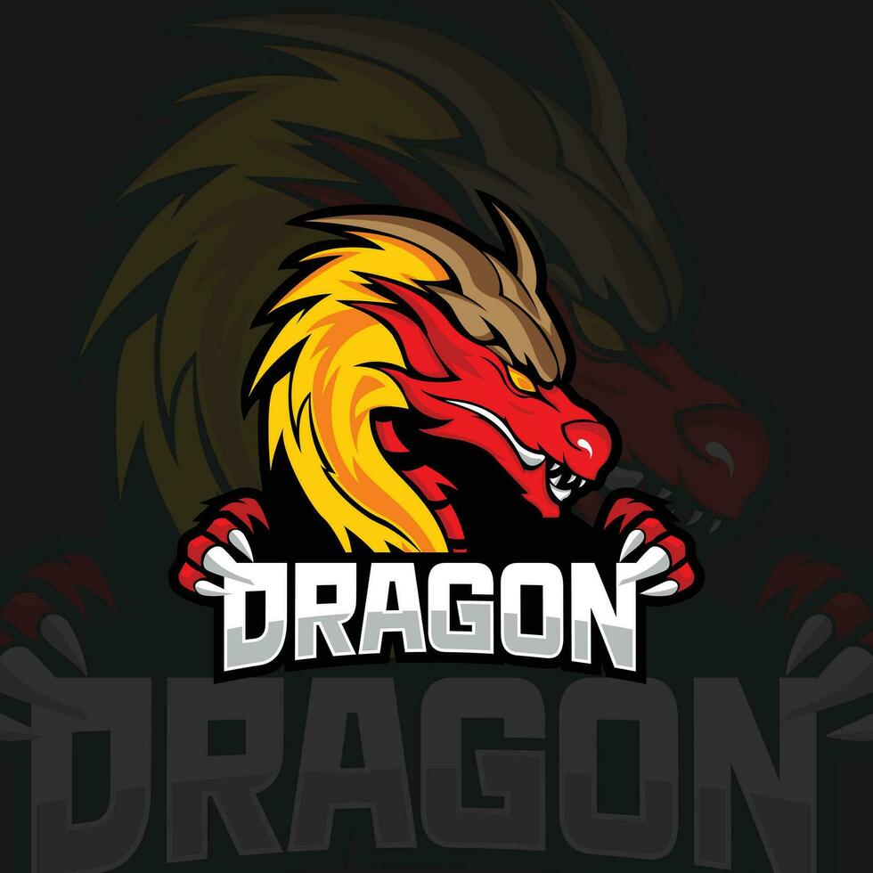 Dragão jogos vetor mascote logotipo