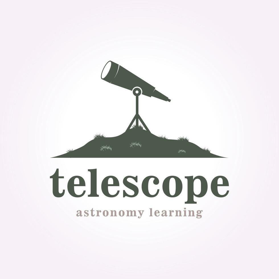 telescópio logotipo em colina, escopo Projeto vetor vintage astronomia ilustração