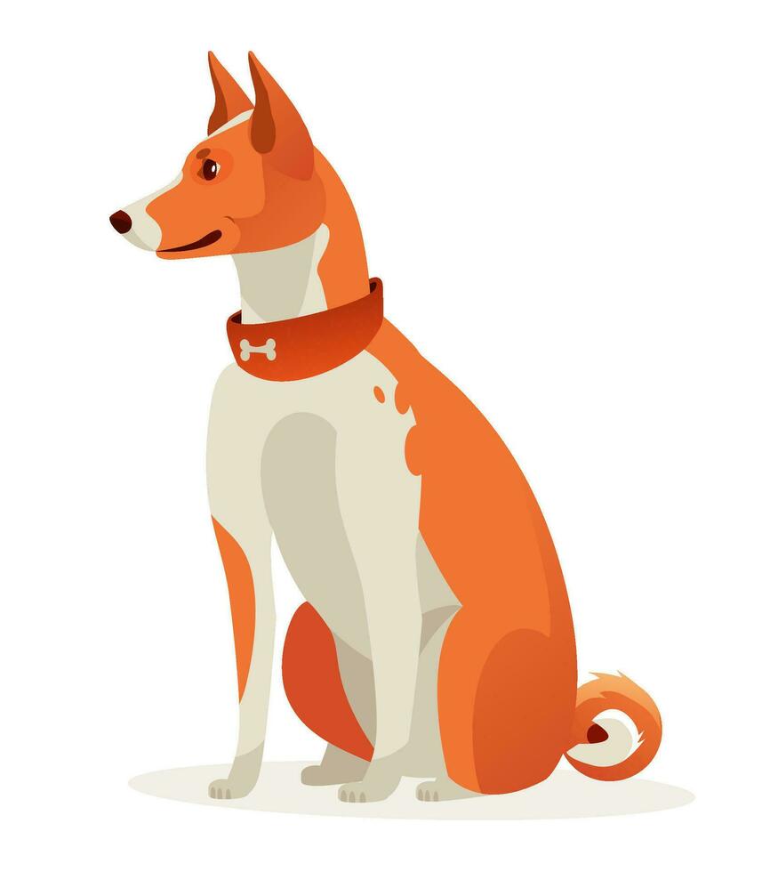 basenji cachorro isolado em uma branco fundo. desenho animado vetor ilustração
