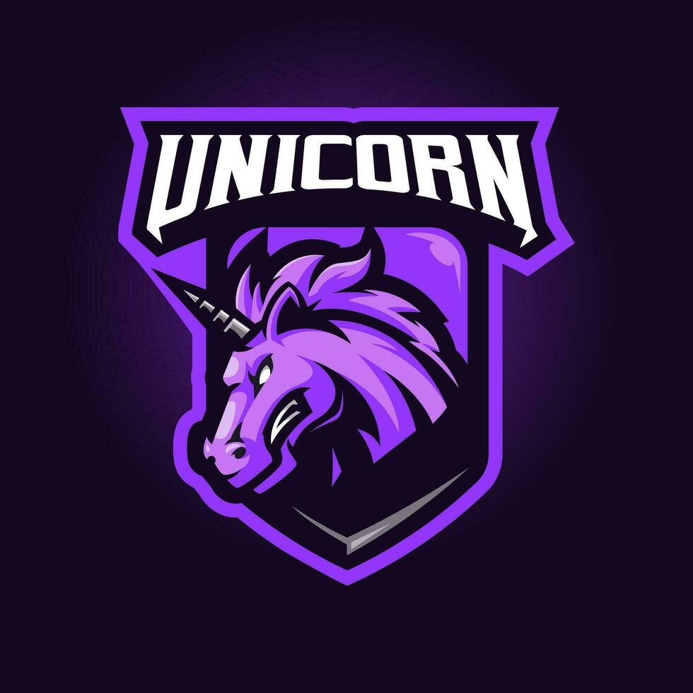 unicórnio cavalo mascote logotipo Projeto personagem para jogos e Esportes vetor