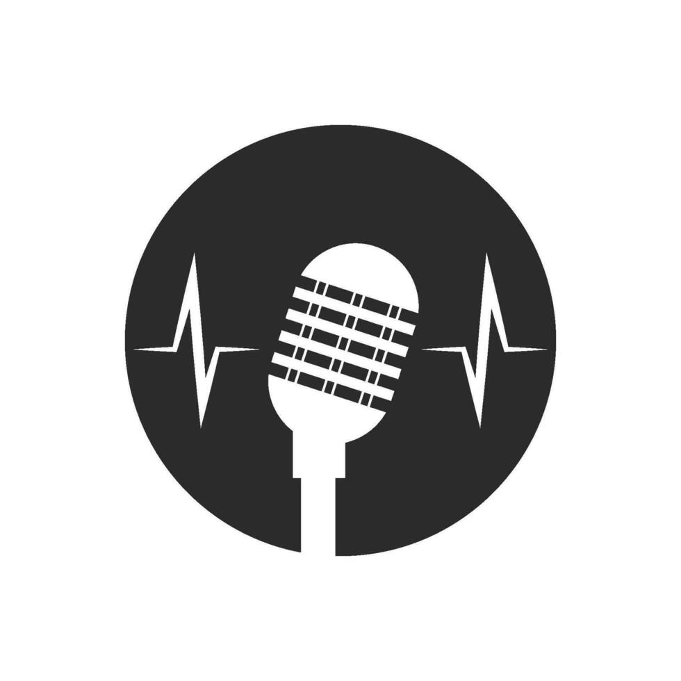 microfone podcast logotipo ícone vetor