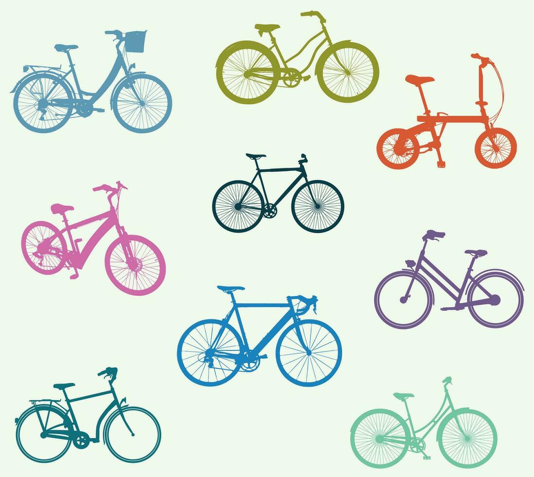 colorida bicicleta ícones conjunto vetor