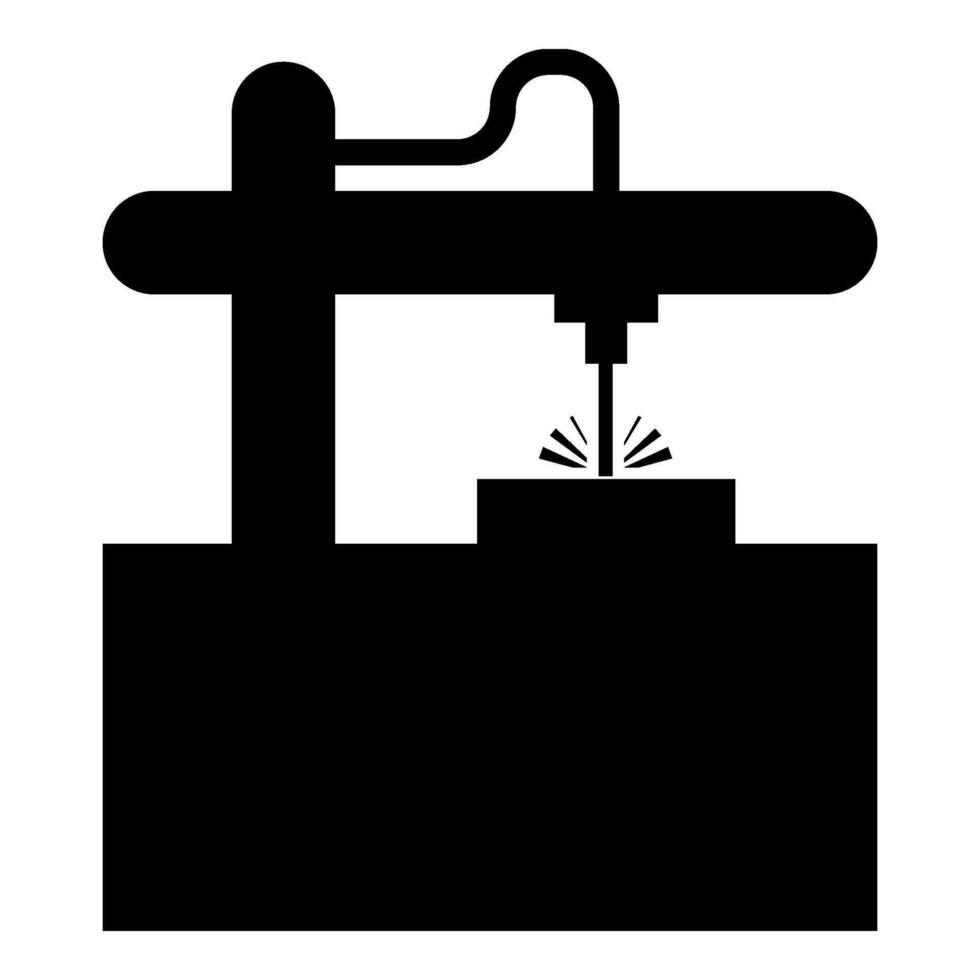 laser cnc máquina para gravação dispositivo equipamento para corte usar viga ícone Preto cor vetor ilustração imagem plano estilo