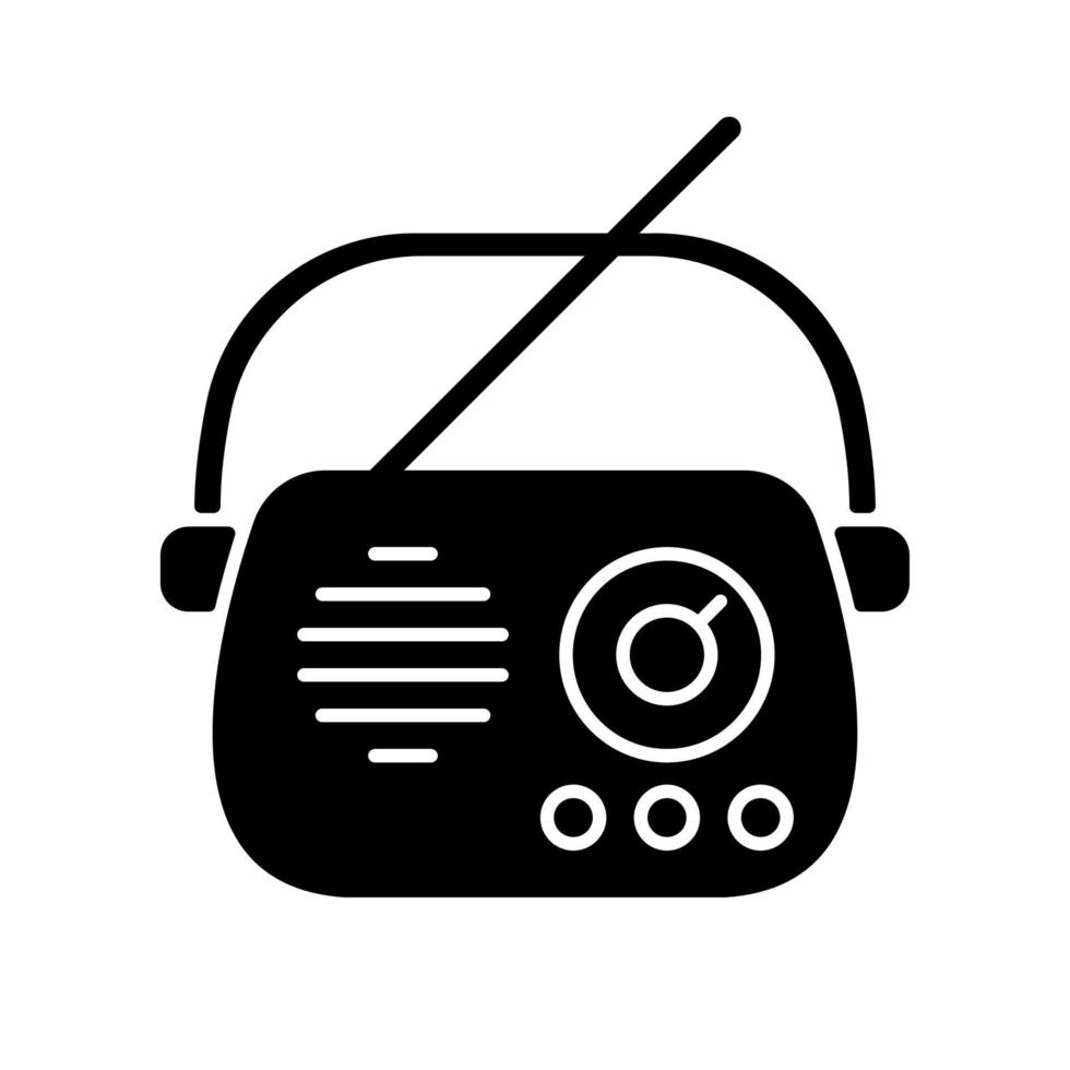 ícone de glifo preto de rádio antigo vetor