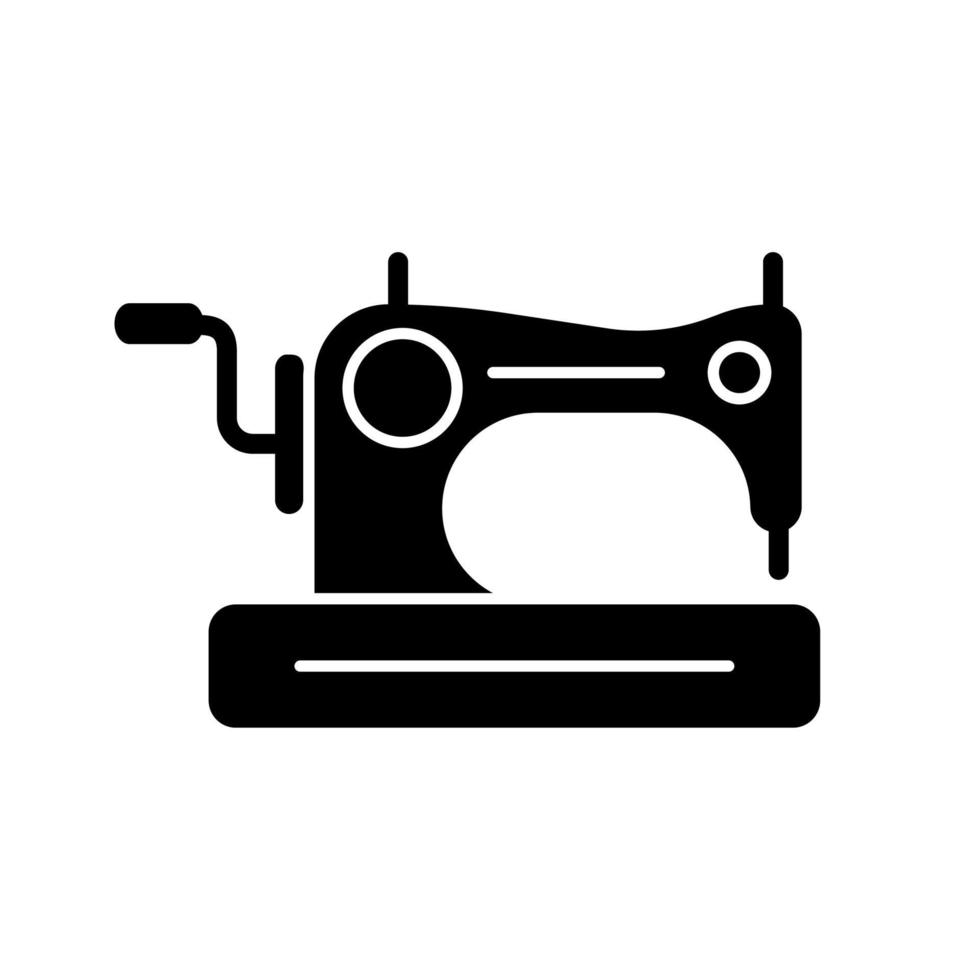 ícone de glifo preto de máquina de costura antiga vetor