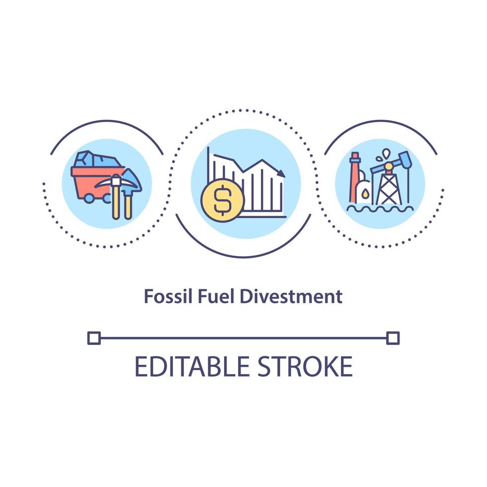 ícone do conceito de desinvestimento de combustível fóssil vetor