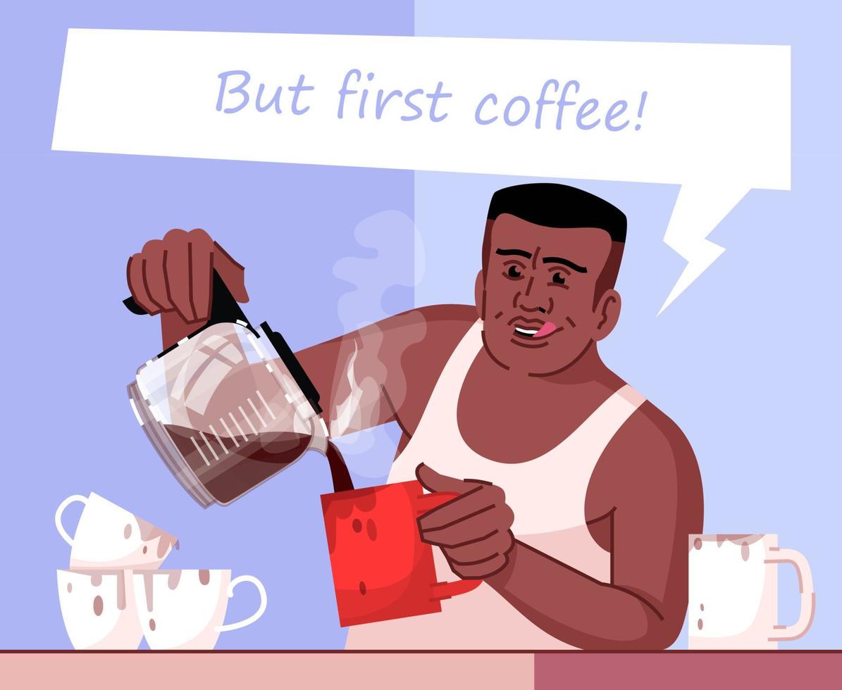 ilustração em vetor cor plana para dependência de cafeína