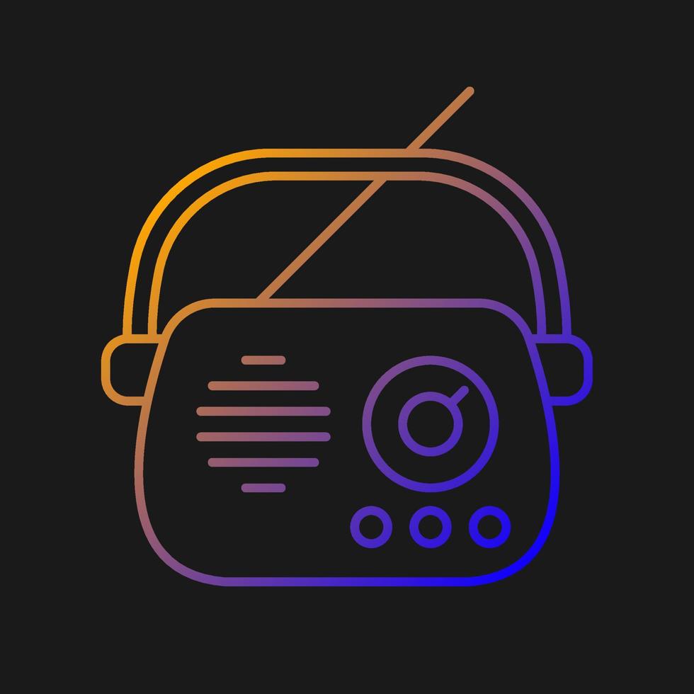 ícone de vetor gradiente de rádio antigo para tema escuro