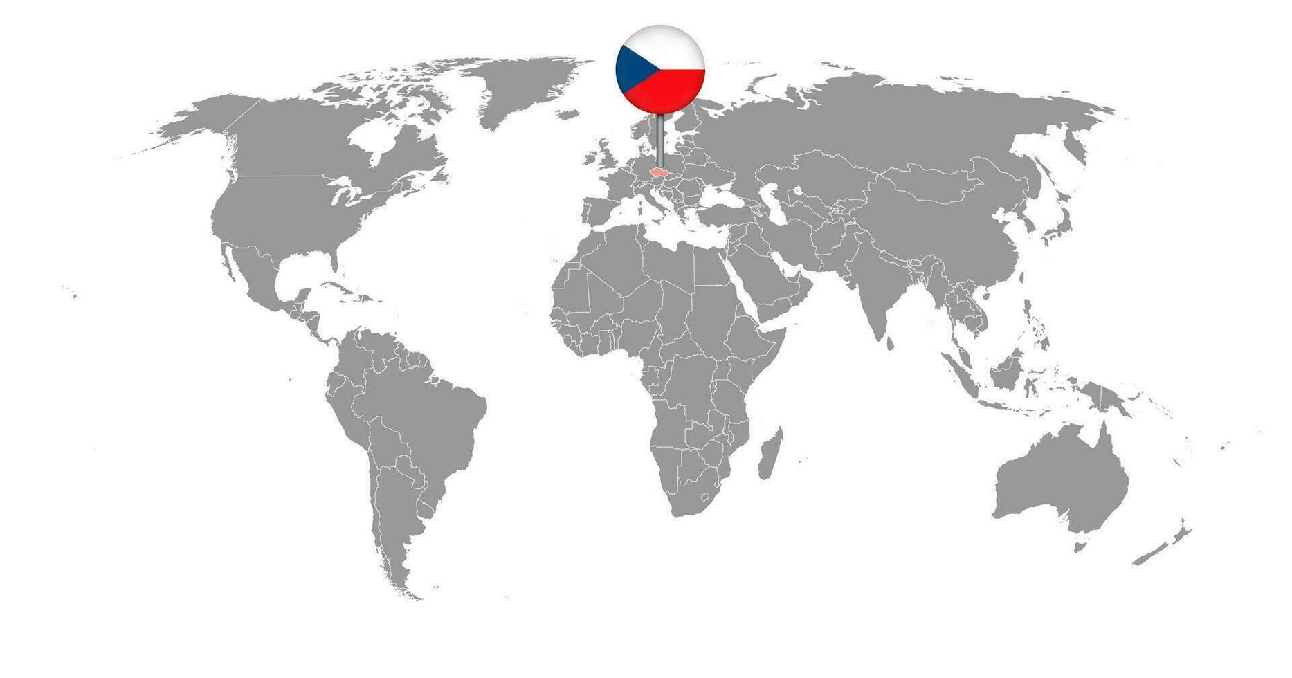 pin mapa com bandeira da república checa no mapa do mundo. ilustração vetorial. vetor