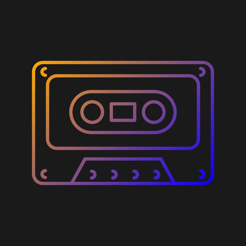 ícone de vetor de gradiente de fita cassete para tema escuro