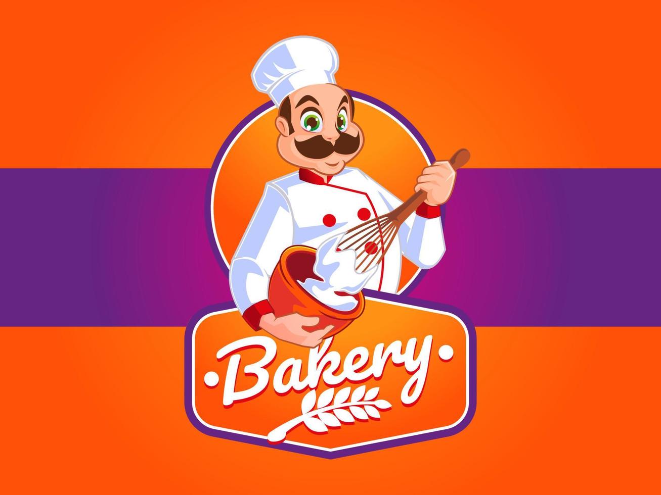 logotipo da padaria com mascote do chef vetor