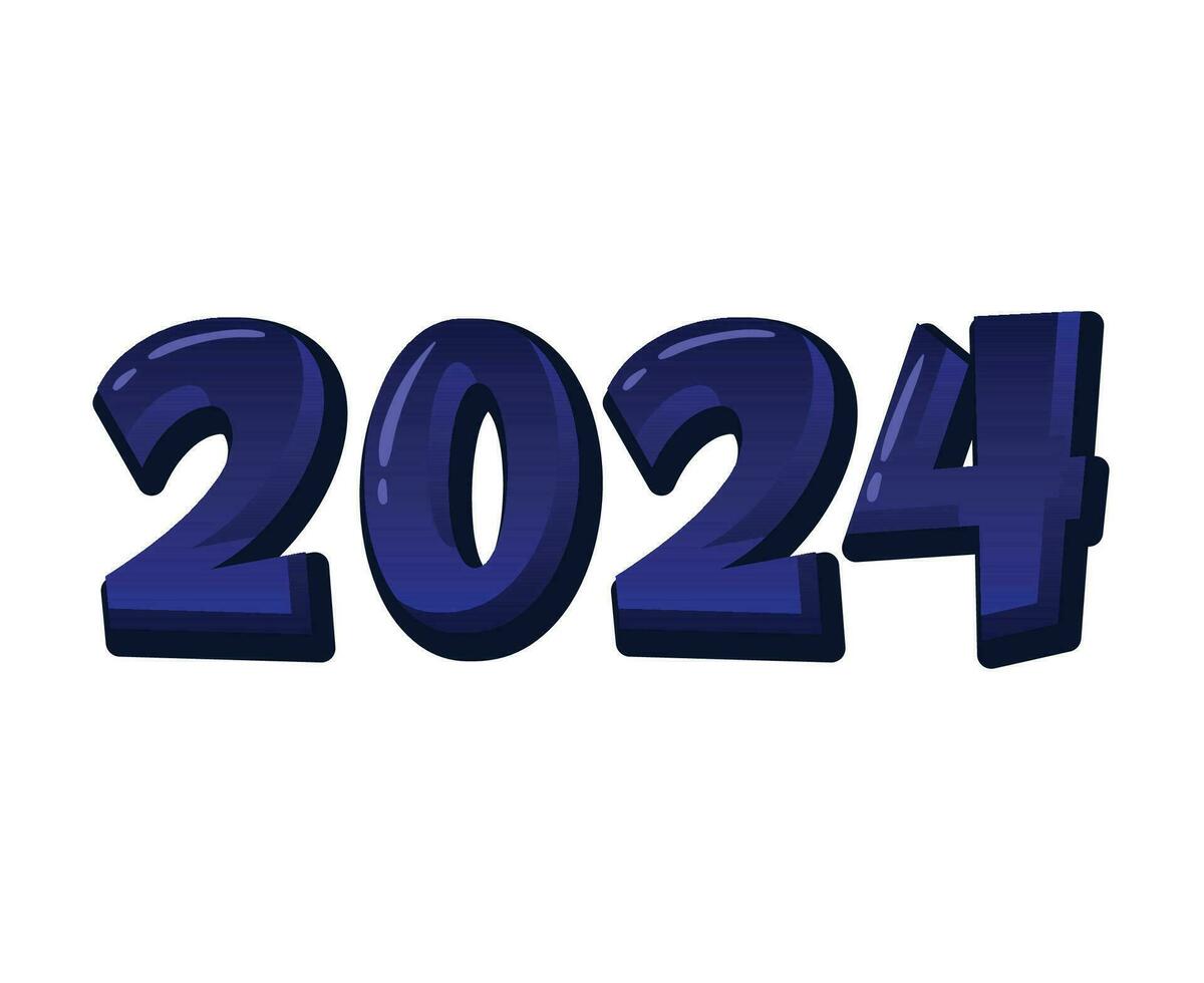 feliz Novo ano 2024 abstrato azul gráfico Projeto vetor logotipo símbolo ilustração