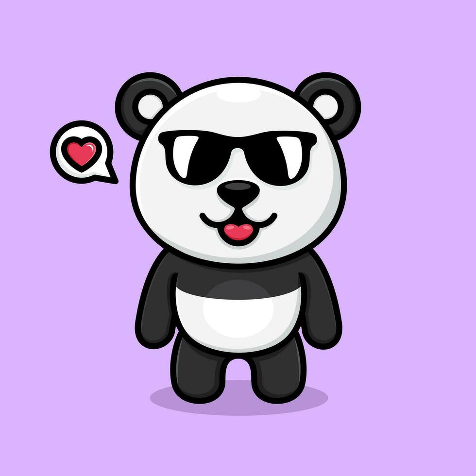 fofa desenho animado panda, vestindo legal oculos escuros. vetor
