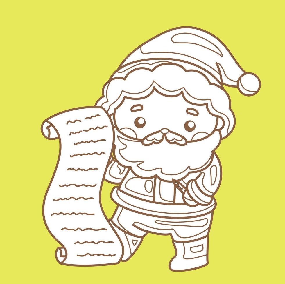 fofa santa claus Natal desenho animado digital carimbo esboço vetor