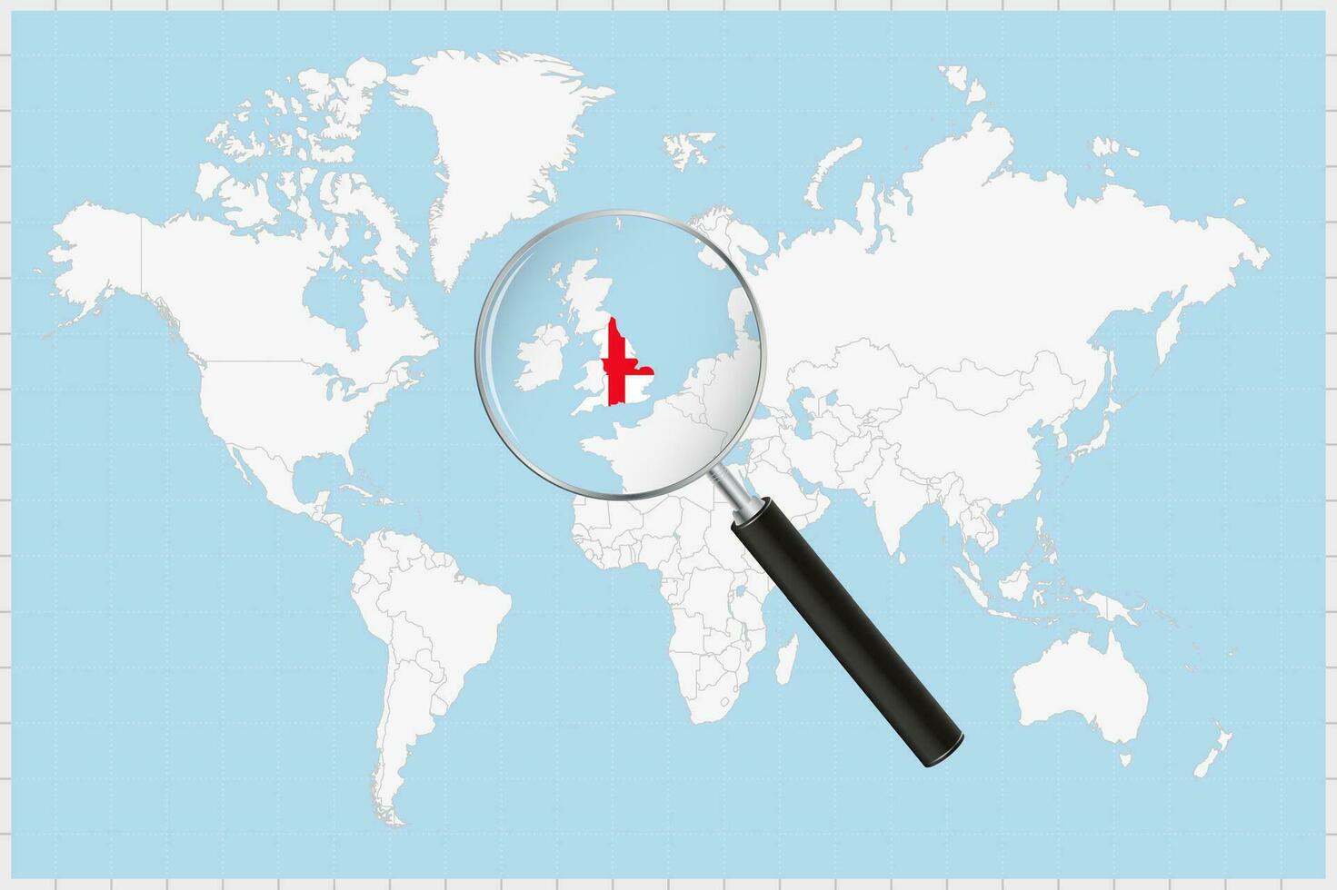 ampliação vidro mostrando uma mapa do Inglaterra em uma mundo mapa. vetor