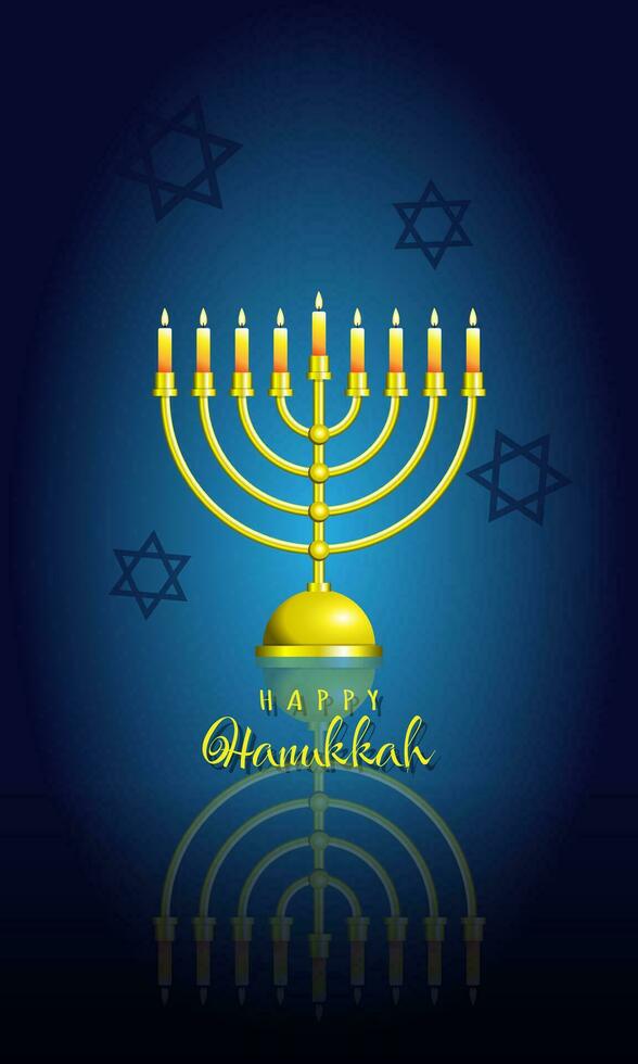 feliz hanukkah com ouro lustre vetor