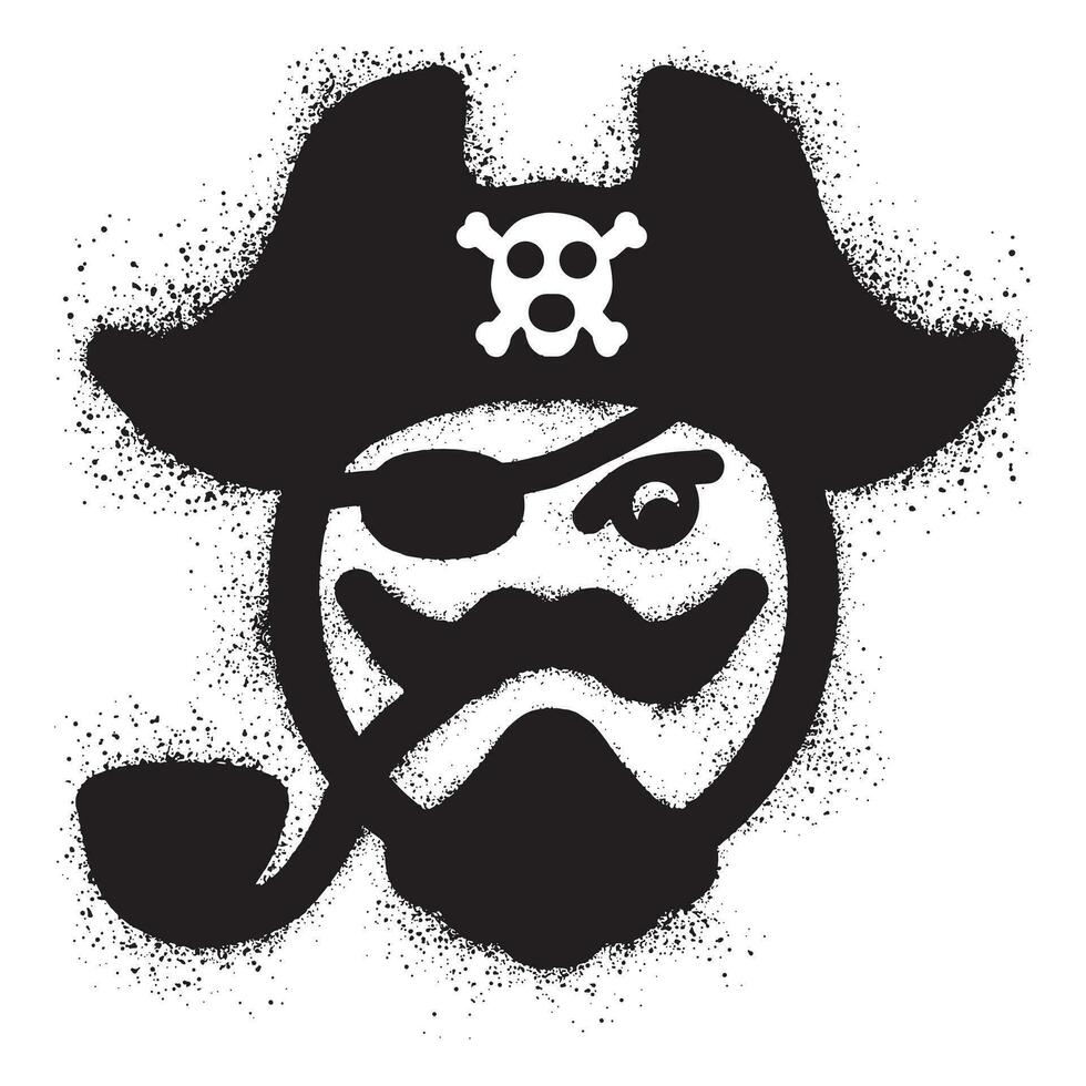 pirata emoticon grafite com Preto spray pintura vetor