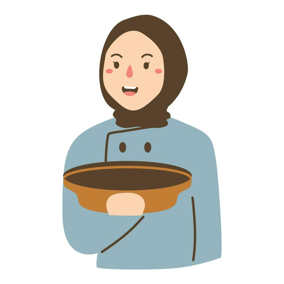 kawaii muçulmano fêmea chefe de cozinha vestindo hijab vetor