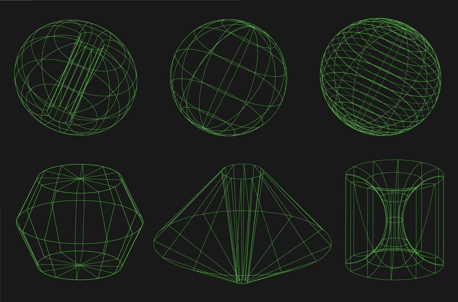 estrutura de arame retro formas, geometria punk em Preto fundo. na moda psicodélico vetor elementos para Projeto.