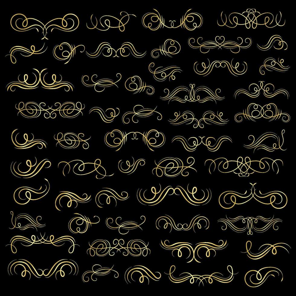 dourado vintage floral elementos arte deco estilo decoração. vetor gráfico elementos para Projeto vetor elementos. redemoinho elementos decorativo ilustração.