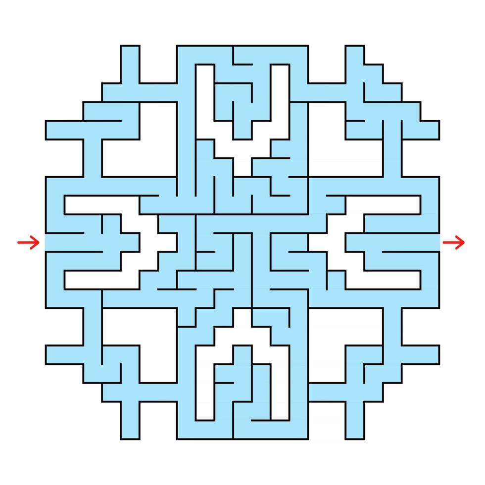 labirinto fantástico quadrado colorido com uma entrada e uma saída. ilustração em vetor plana simples isolada no fundo branco.