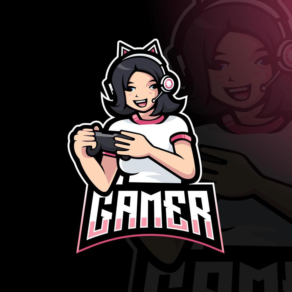 gamer gamer girl cartoon jogando jogo vetor