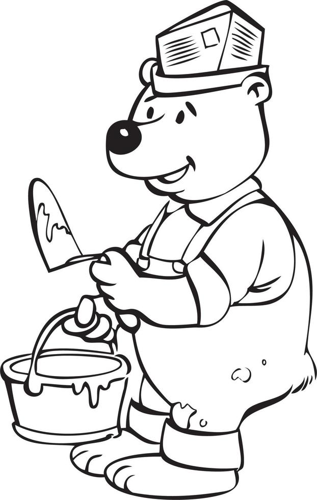 um urso de desenho animado no trabalho vetor