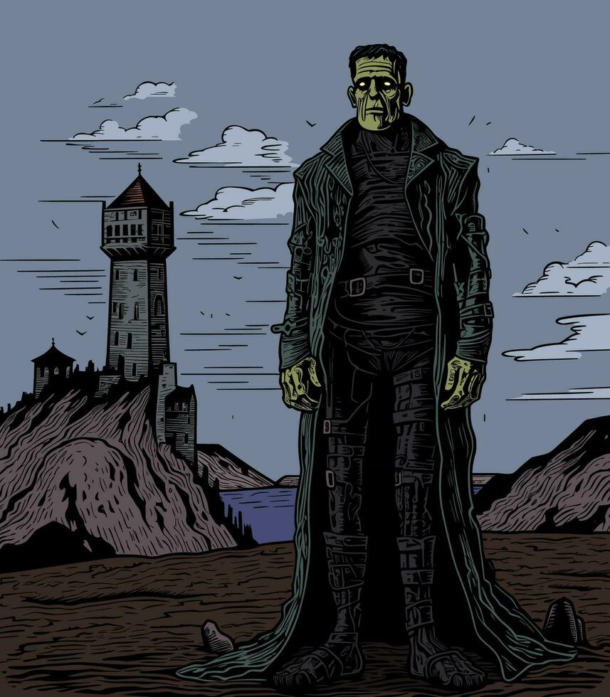 Frankenstein monstro colori vetor