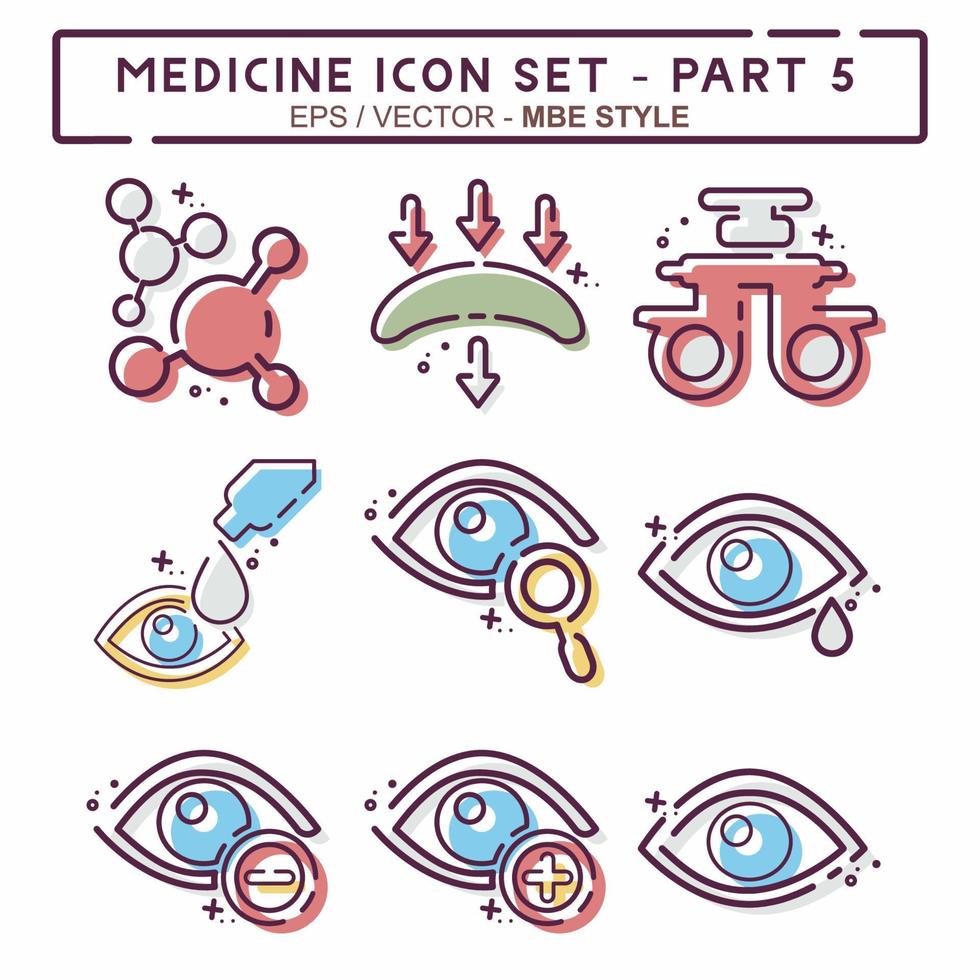 definir vetor de ícone da parte 5 do medicamento - estilo mbe