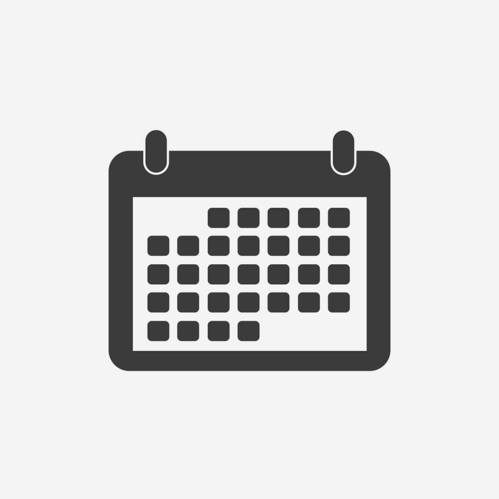 vetor de ícone de calendário isolado. mês, ano, tempo, dia, símbolo de sinal de horário