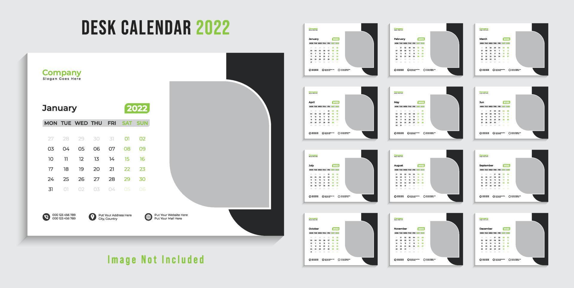 moderno modelo de design de calendário de mesa 2022 pro vetor