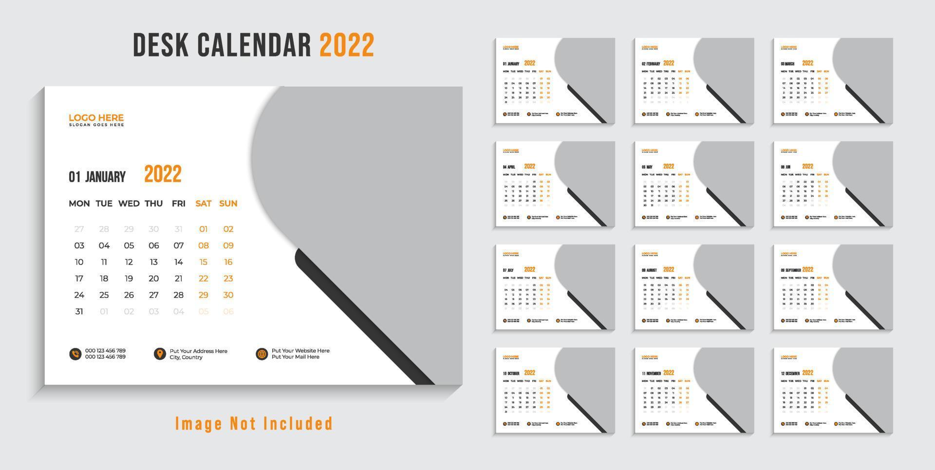 moderno modelo de design de calendário de mesa 2022 pro vetor