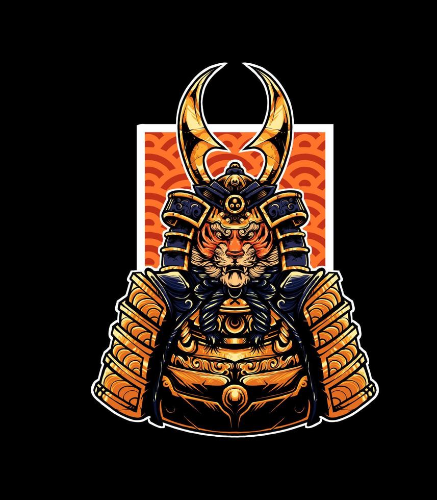 ilustração em vetor tigre samurai ronin