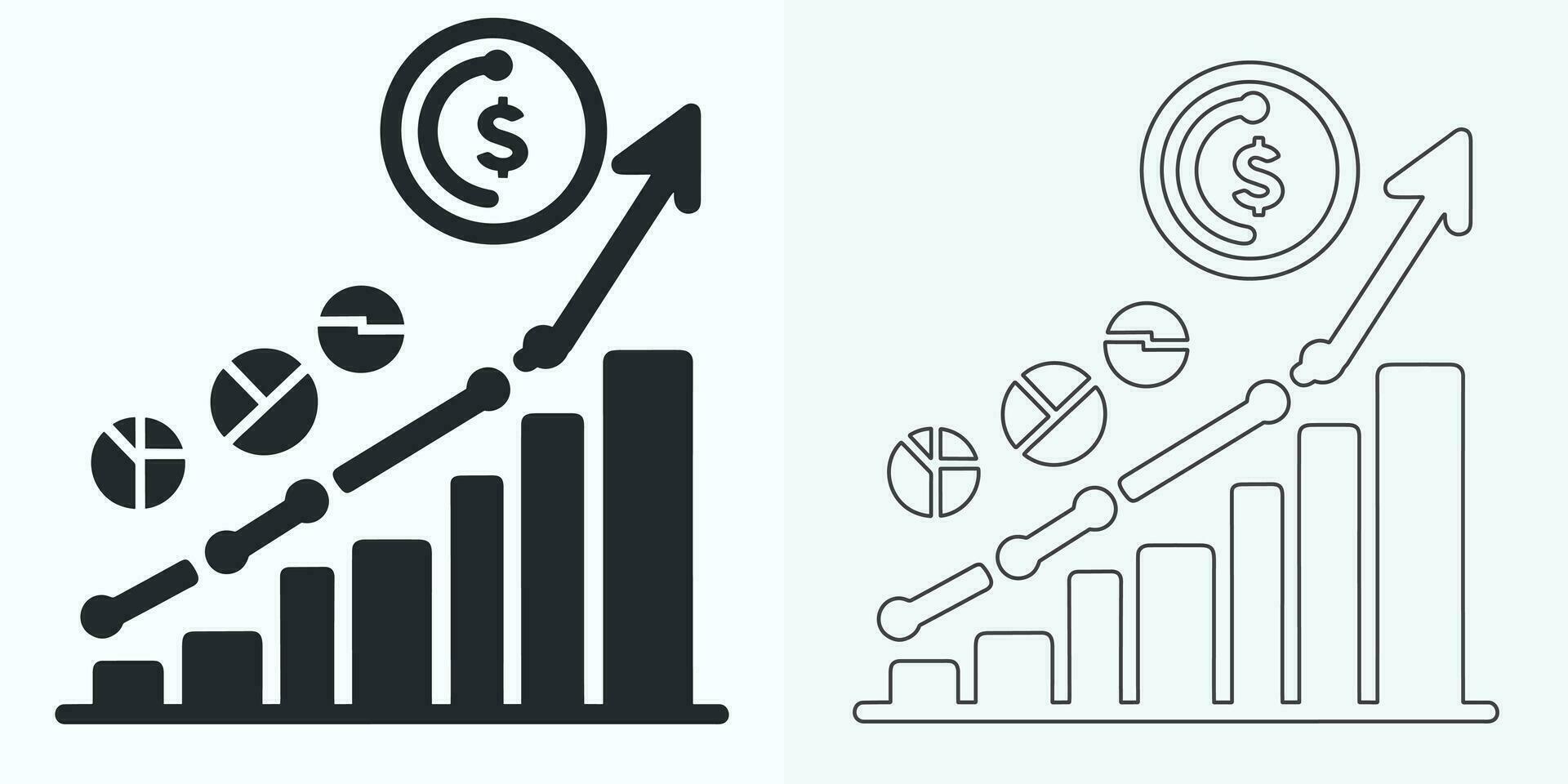 crescendo gráfico ícone definir, Barra gráfico ícone, infográfico, crescimentos gráfico coleção para o negócio melhoria análise, diagrama símbolo, financeiro lucro gráfico Barra vetor ilustração