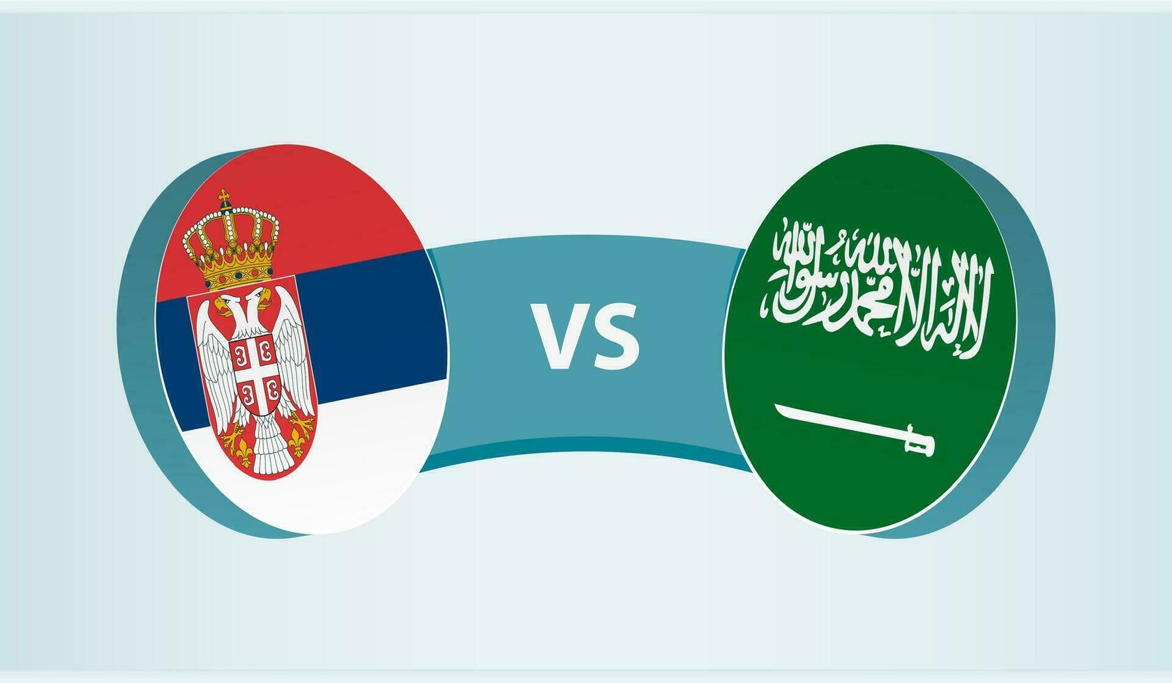 Sérvia versus saudita Arábia, equipe Esportes concorrência conceito. vetor