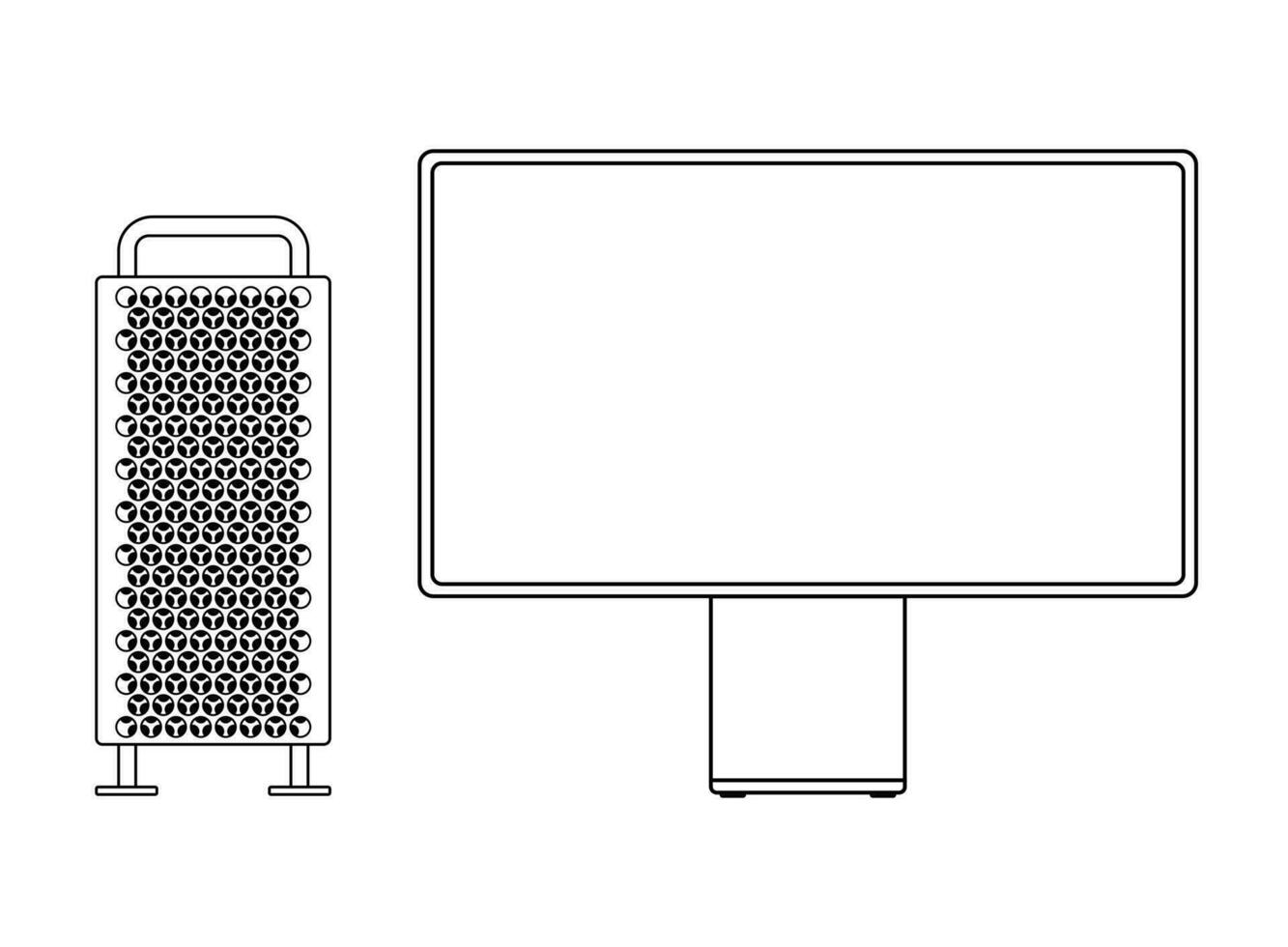 pessoal computador sistema unidade com monitor conceito vetor