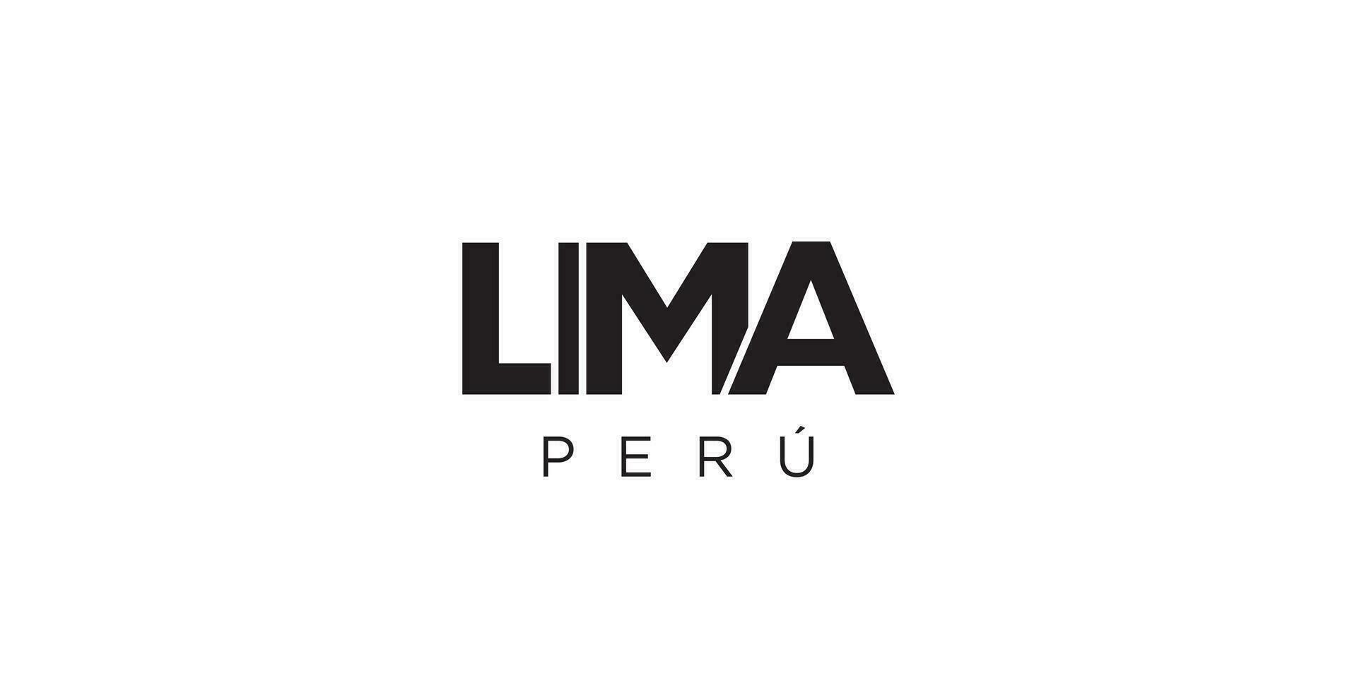 Lima dentro a Peru emblema. a Projeto características uma geométrico estilo, vetor ilustração com negrito tipografia dentro uma moderno Fonte. a gráfico slogan rotulação.