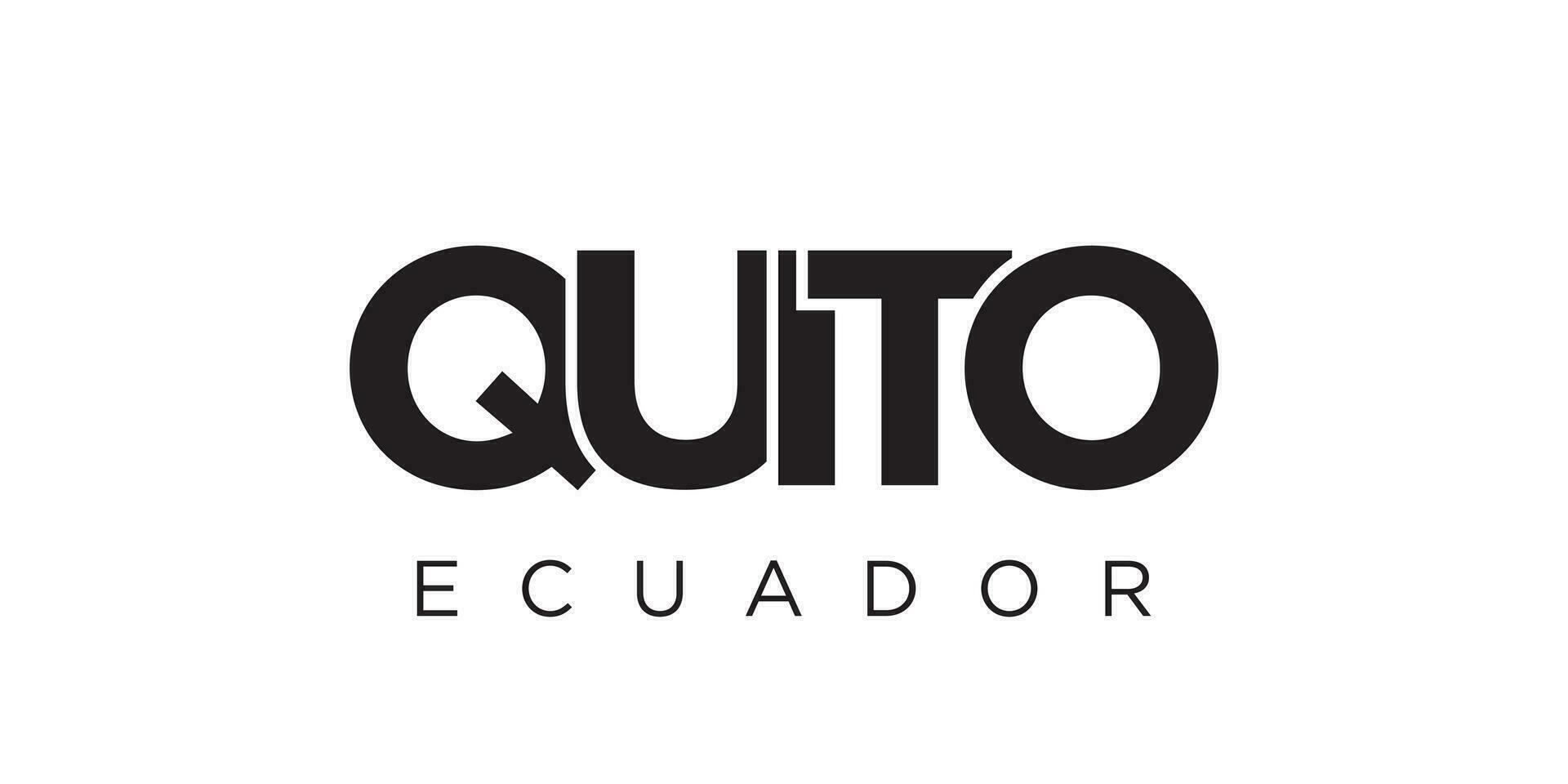 quito dentro a Equador emblema. a Projeto características uma geométrico estilo, vetor ilustração com negrito tipografia dentro uma moderno Fonte. a gráfico slogan rotulação.