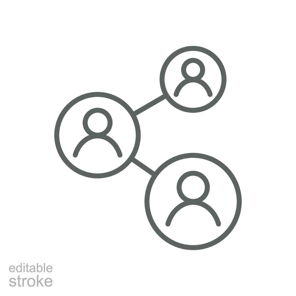 pessoas rede ícone. simples esboço estilo. social rede, conectar, círculo, compartilhar, link, comunidade, equipe, grupo, o negócio conceito. fino linha símbolo. vetor ilustração isolado. editável AVC.