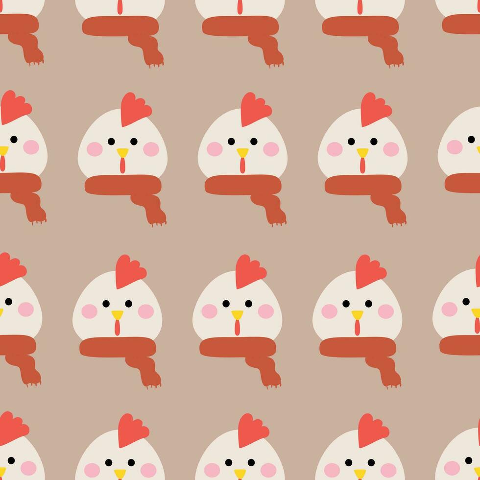 desatado padronizar do galinhas vestindo fofa desenho animado lenços. fofa papel de parede para presente invólucro papel, têxtil, colorida vetor para crianças, plano estilo