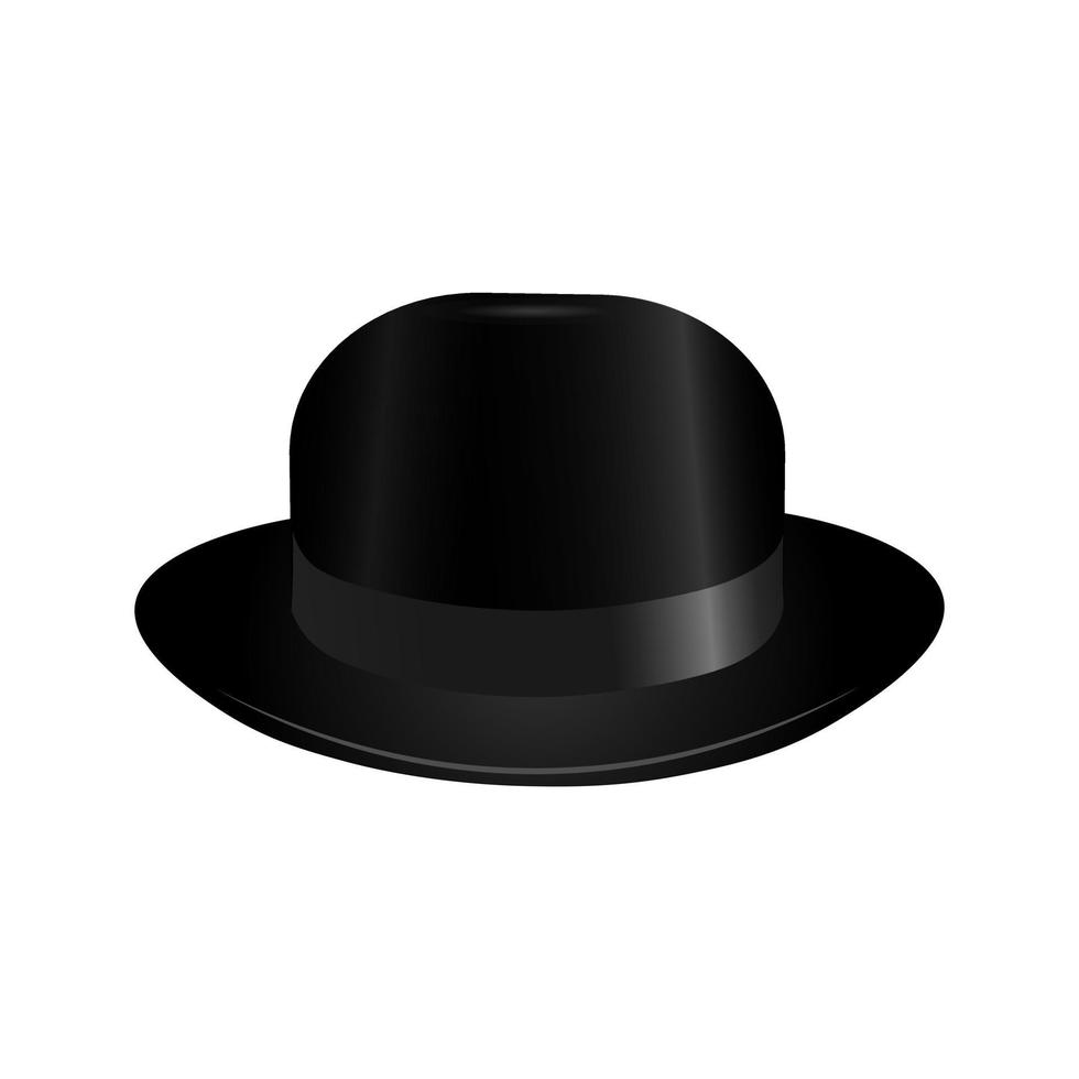 chapéu-coco preto cavalheiro para web design de moda e chapéu homem vintage vetor