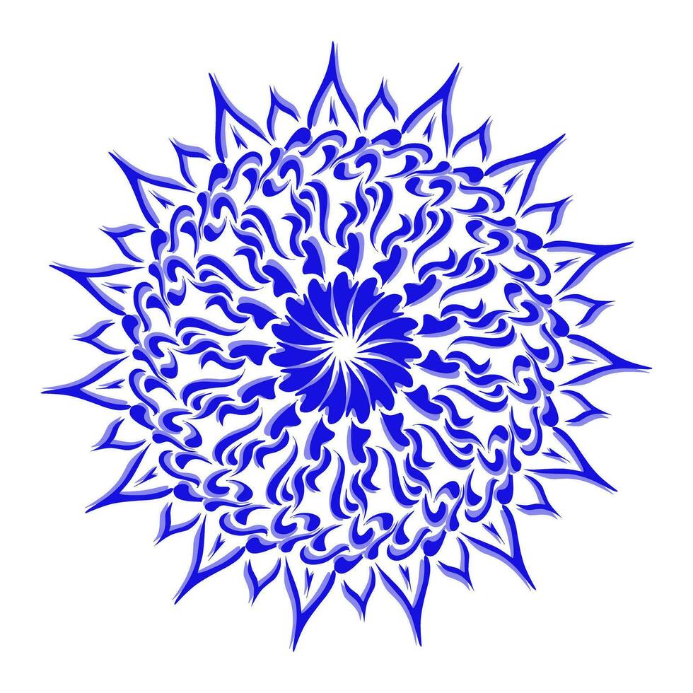 azul tribal mandala ícone com sombra. perfeito para logotipos, ícones, Unid, tatuagens, adesivos, cartazes, bandeiras, roupas, chapéus vetor