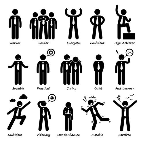 Personagem de empresário personalidades personagens Stick Figure pictograma ícones. vetor